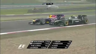 Mark Webber overtake on Jarno Trulli Chinese GP 2010