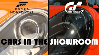 Forza Motorsport 2023 vs Gran Turismo 7 Comparison Graphics - Cars in the Showroom Porsche 911 GT3RS