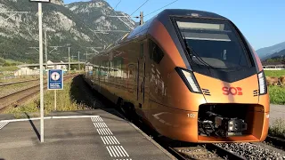 Einfahrt des (SOB Traverso) beim Bahnhof Walenstadt