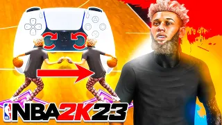 *NEW* MISDIRECTION DRIBBLE TUTORIAL IN NBA 2K23 W/HANDCAM! MOST OVERPOWERED MOVE!