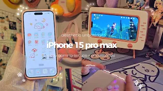 🌙🌷iPhone 15 pro max aesthetic unboxing | cozy gaming setups + accessories