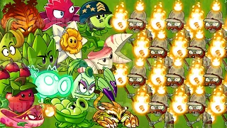 PvZ 2 Plants No Plant Food VS 100 Torchlight Zombie - Who Will Win?