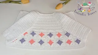 SUETER TEJIDO CON 16 CUADROS GRANNY A CROCHET PASO A PASO TEJIDO FÁCIL Y RAPIDO TE ENCANTARA TEJERLO