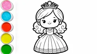 Cute Princess Doll Drawing || How To Draw A Doll, painting and coloring for kids and toddlers