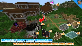 Minecraft pe 1.18 best seeds - Village & woodland mansion with lush cave / Two stronghold !!