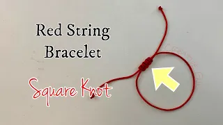 Adjustable red string bracelet - sliding square knot