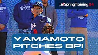 Yoshinobu Yamamoto Throws Batting Practice to Teammates, Dodgers Spring Training Highlights Feb 22