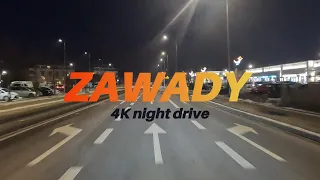 Warsaw 4k: Zawady Night Driving | Winter 2024