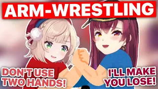 Marine Challenges Ui-mama To Arm-wrestle (Shigure Ui & Houshou Marine / Hololive) [Eng Subs]