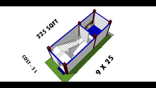 9 X 25 SMALL HOUSE PLAN II 225 SQFT 3D GHAR KA NAKSHA II 9*25 HOME DESIGN