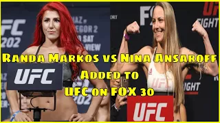 RANDA MARKOS WILL FIGHT NINA ANSAROFF AT UFC ON FOX 30 IN CANADA