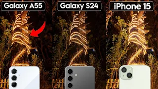 Samsung Galaxy A55 vs Samsung Galaxy S24 vs iPhone 15 Camera Test