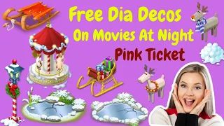 Hay Day Movies At Night | Pink Ticket 🎫 | Free Diamond Decorations | Opening Pink Ticket From 8 Farm