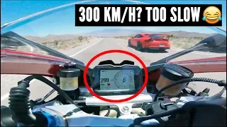 When SPORTBIKES meet SUPERCARS at 300 Km/H [Cars vs Motorcycles pt.1]