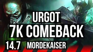 URGOT vs MORDEKAISER (TOP) | 7k comeback, 45k DMG, 600+ games | NA Master | 14.7