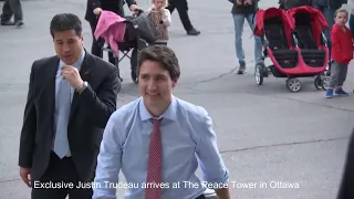 Justin Trudeau arrives at The Peace Tower in Ottawa