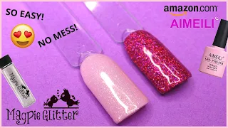 THE EASIEST WAY TO APPLY LOOSE GLITTER TO YOUR NAILS! 🌟 | AIMEILI GEL POLISH | MAGPIE BEAUTY 🌸