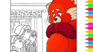 Coloring Mei Mei as Giant Red Panda, Miriam, Abby, Priya | Disney Pixar Turning Red