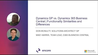 Dynamics GP vs  Dynamics 365 Business Central - Functionality Similarities and Differences