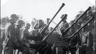 Wehrmacht seltene Aufnahmen 2 cm Flakvierling und 3,7 cm Flak im Erdkampf Einsatz Frankreich 1944