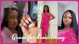 GRWM for homecoming|Hair, Nails, Makeup etc|