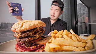 American tries Burger With The Lot and Chicken Salt Chips