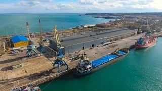 Crimea 4K: Former industrial Kerch in the area of Fishing Port, Crimean bridge
