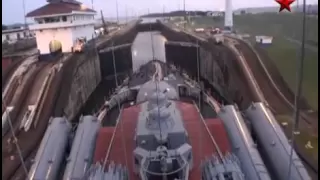 Moskva missile cruiser passing Panama canal