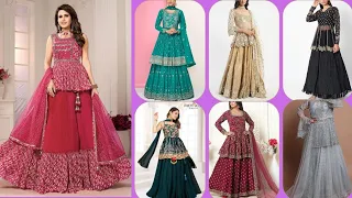 Latest Peplum Blouse with Lehenga Designs | Party wear Peplum Top with Skirt Designs | Peplum Top