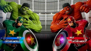 Hulk & Green Captain America Vs Red Hulk & Captain America  [ Hard AI] | Marvel vs Capcom: Infinite