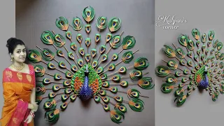 Peacock Wall Hanging Craft/Clay Mural/Amazing Wall Hanging Craft Ideas/Cardboard crafts/Wall decor