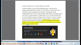 Carmelo Anthony 101: carmelo anthony net worth?