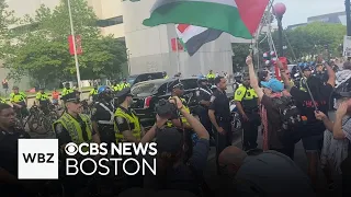 Pro-Palestinian protesters boo President Biden's motorcade in Boston