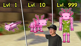 VIREI UM AXOLOTE NO MINECRAFT QUE EVOLUI A CADA SEGUNDO!