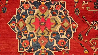 Vintage Room Size Square Persian Hamadan in Red, French Blue, Green, Pink, @thepersianknot ,SKU 2072