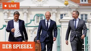 Das sagen Scholz, Habeck und Lindner nach Schloss Meseberg - Livestream