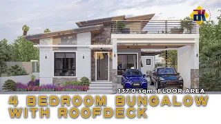 4 Bedroom Bungalow with Roof Deck HOUSE DESIGN | 137 sqm. | Exterior & Interior Animation