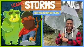 Bog Bear can't sleep because of the storm! | Mountain Boy Kids