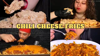 Mukbangers' Big Bites of Chili Cheese Fries | Asmr Compilation | LETS EAT WITH MUKBANGERS