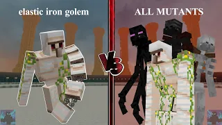 Elastic Iron Golem vs All Mutant Mobs (Minecraft Bedrock MCPE)