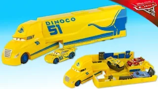 Disney Pixar Cars 3 Cruz Ramirez Dinoco Truck Transforming Hauler Toy Review Juguetes