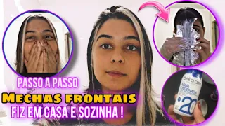 COMO FAZER MECHA FRONTAL SOZINHA|Tutorial passo a passo de como clarear a franja Contour Hair #hair