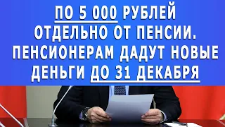 По 5 000 рублей отдельно от пенсии. Пенсионерам дадут новые деньги до 31 декабря