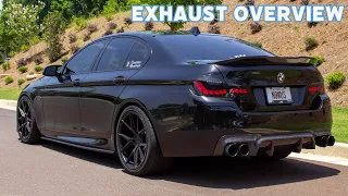 2016 BMW 550i Exhaust Overview | ARM Downpipes + X Pipe + Muffler Delete