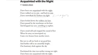 Acquainted with the Night by Robert Frost