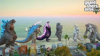 Godzilla Shin, Godzilla, Ride Godzilla vs Mechagodzilla Team and MechaniKong - GTA V Mods