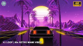 1 HOUR VJ LOOP - 80s Retro Vintage Synthwave - Neon Car Miami Vibe - Background Screensaver - 4K UHD