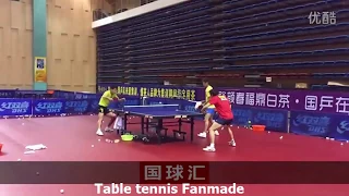 Zhang Jike training vs Zhou Yu Forehand Topspin - Slow Motion Technique