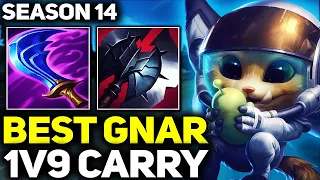 RANK 1 BEST GNAR IN THE WORLD 1V9 CARRY GAMEPLAY! | Season 14 League of Legends