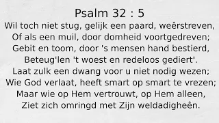 Psalm 32 : 5 Wil toch niet stug, gelijk een paard, weêrstreven,